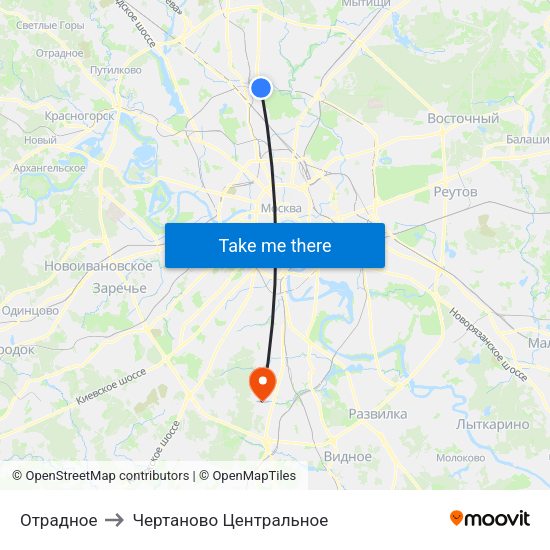 Отрадное to Чертаново Центральное map