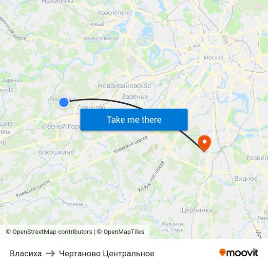 Власиха to Чертаново Центральное map