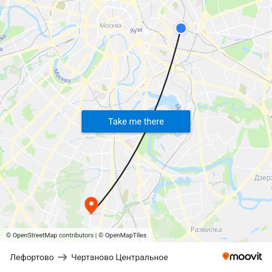 Лефортово to Чертаново Центральное map