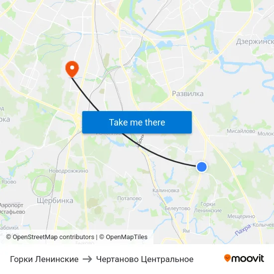 Горки Ленинские to Чертаново Центральное map