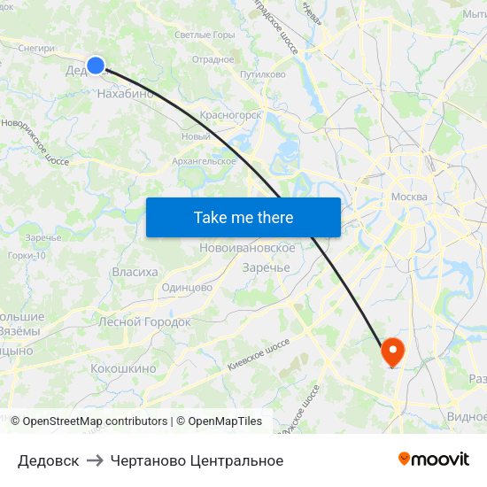 Дедовск to Чертаново Центральное map