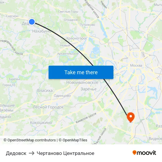 Дедовск to Чертаново Центральное map