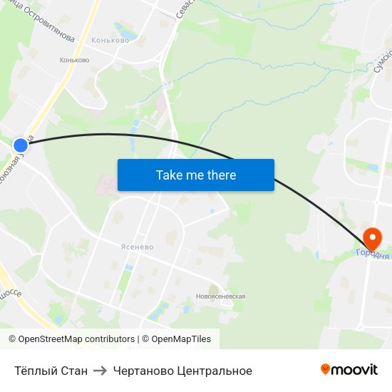 Тёплый Стан to Чертаново Центральное map