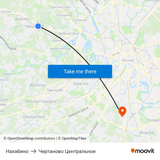 Нахабино to Чертаново Центральное map