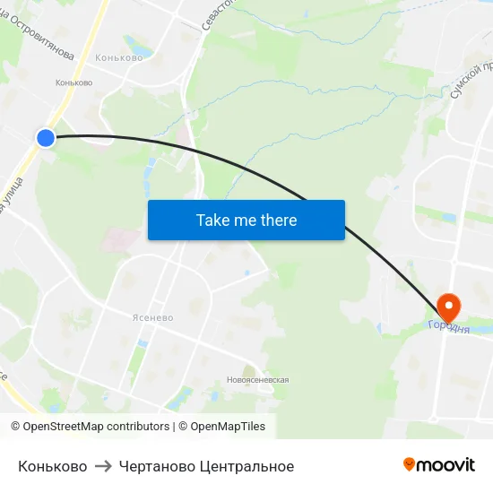 Коньково to Чертаново Центральное map