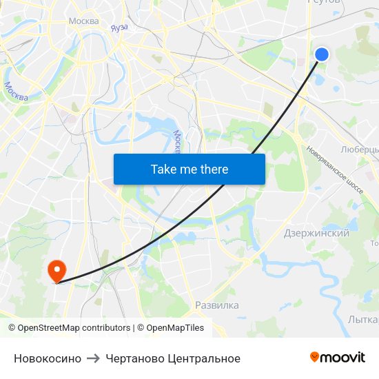 Новокосино to Чертаново Центральное map