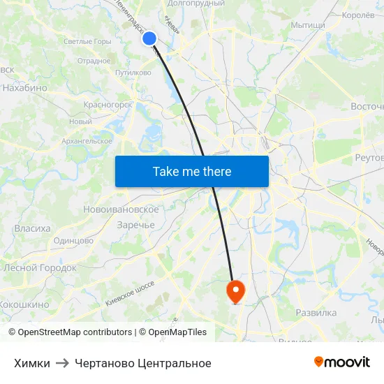 Химки to Чертаново Центральное map
