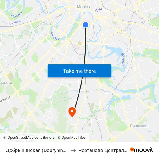 Добрынинская (Dobryninskaya) to Чертаново Центральное map
