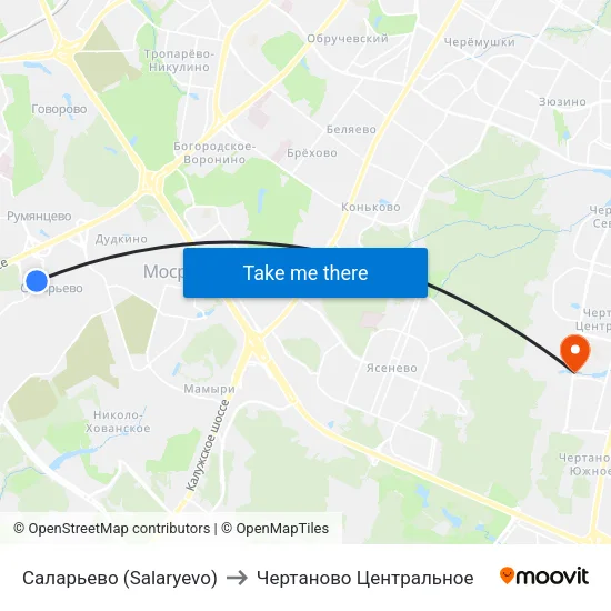 Саларьево (Salaryevo) to Чертаново Центральное map
