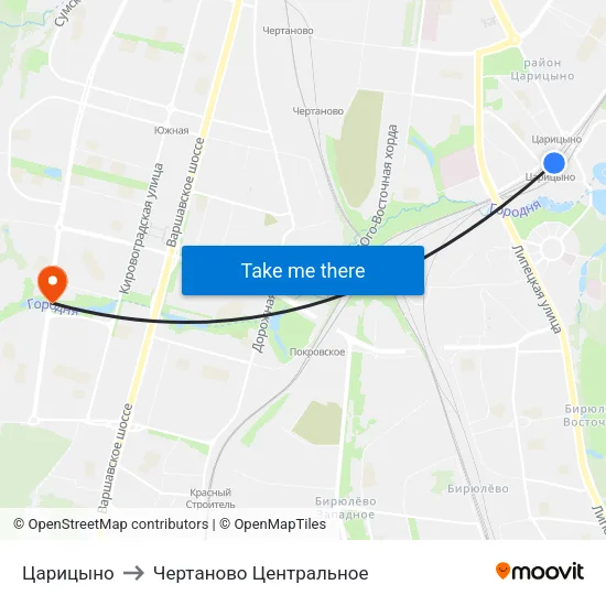 Царицыно to Чертаново Центральное map