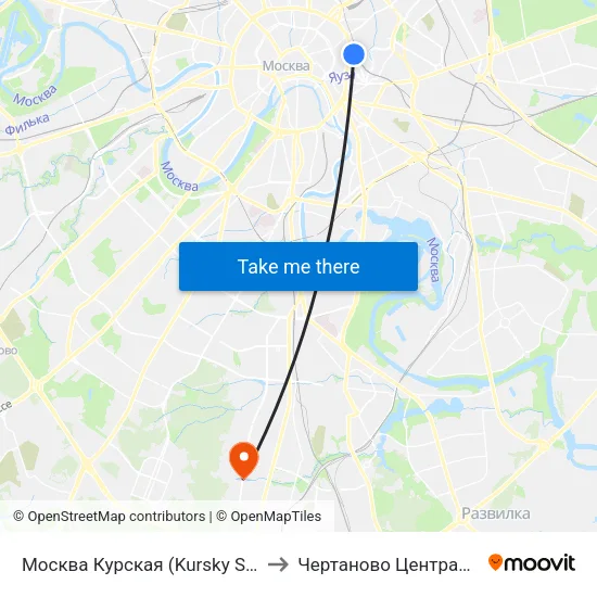 Москва Курская (Kursky Station) to Чертаново Центральное map