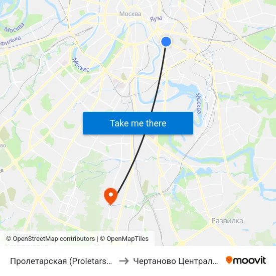 Пролетарская (Proletarskaya) to Чертаново Центральное map