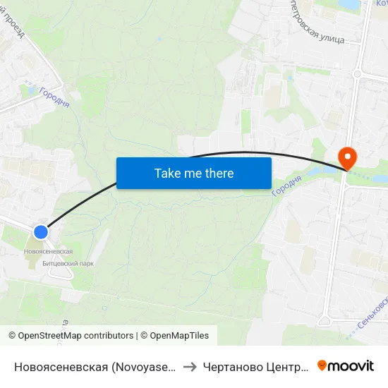 Новоясеневская (Novoyasenevskaya) to Чертаново Центральное map
