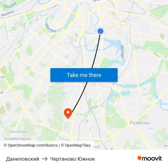 Даниловский to Чертаново Южное map