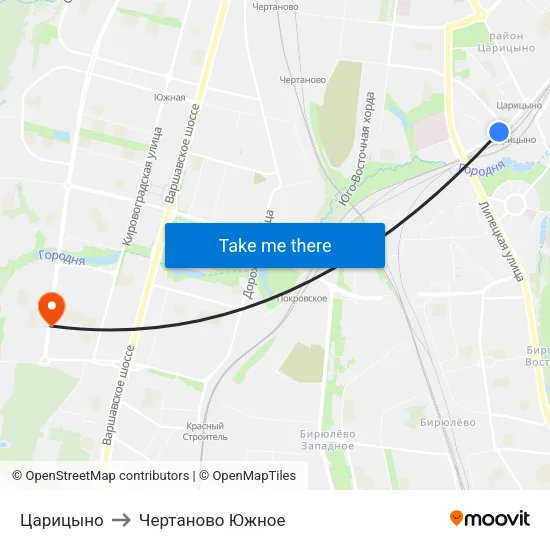 Царицыно to Чертаново Южное map