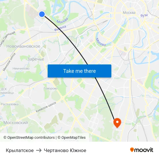 Крылатское to Чертаново Южное map