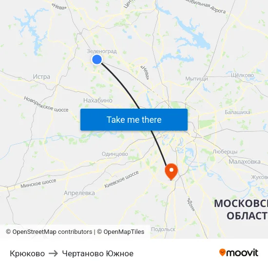 Крюково to Чертаново Южное map