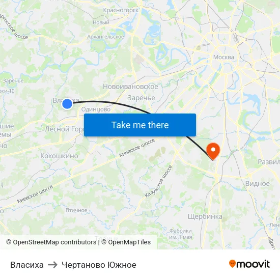Власиха to Чертаново Южное map
