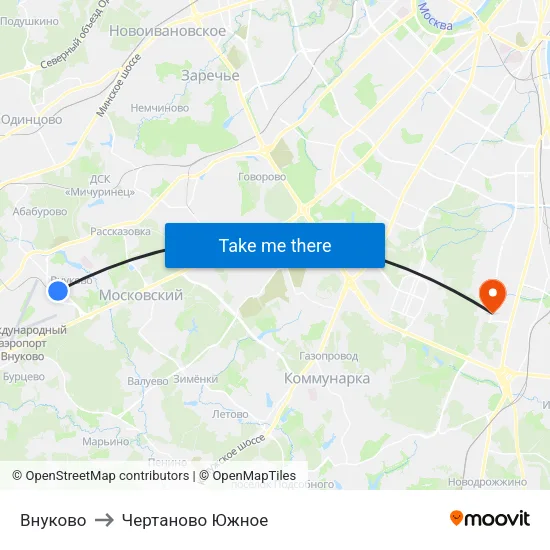 Внуково to Чертаново Южное map