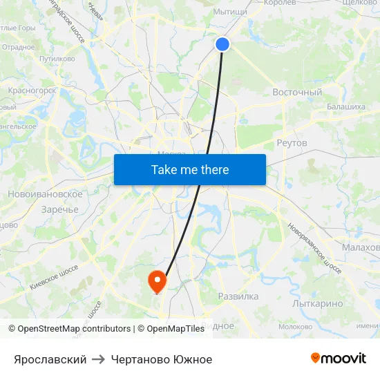 Ярославский to Чертаново Южное map