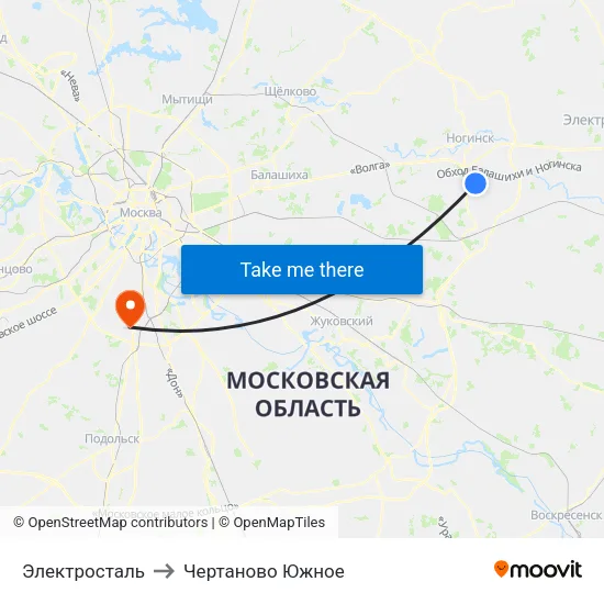 Электросталь to Чертаново Южное map