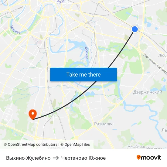 Выхино-Жулебино to Чертаново Южное map