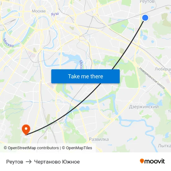 Реутов to Чертаново Южное map
