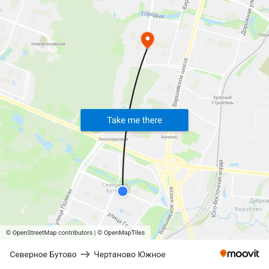 Северное Бутово to Чертаново Южное map