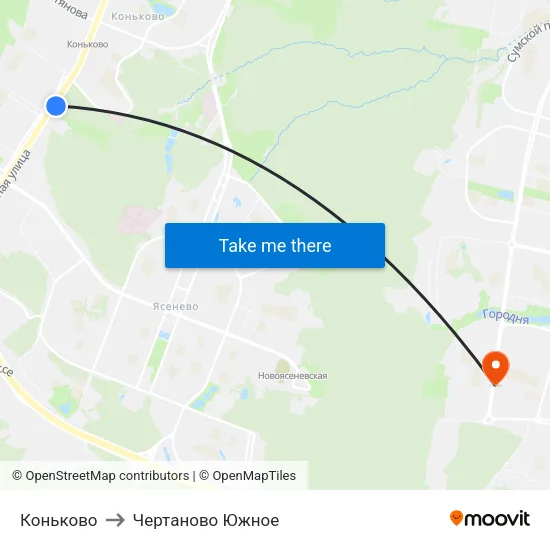 Коньково to Чертаново Южное map