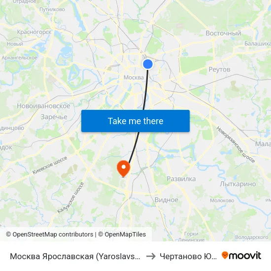 Москва Ярославская (Yaroslavsky Station) to Чертаново Южное map