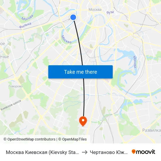 Москва Киевская (Kievsky Station) to Чертаново Южное map