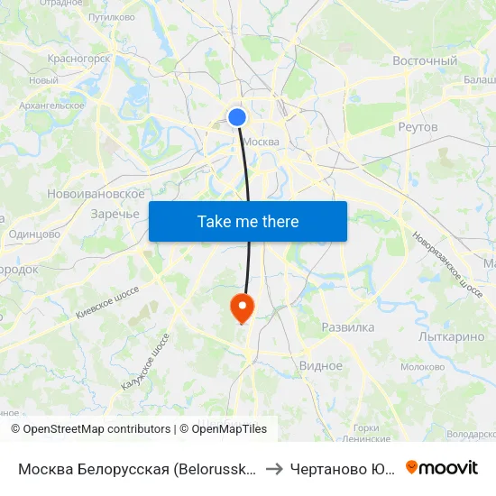 Москва Белорусская (Belorussky Station) to Чертаново Южное map