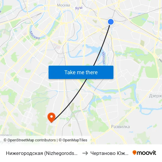 Нижегородская (Nizhegorodskaya) to Чертаново Южное map