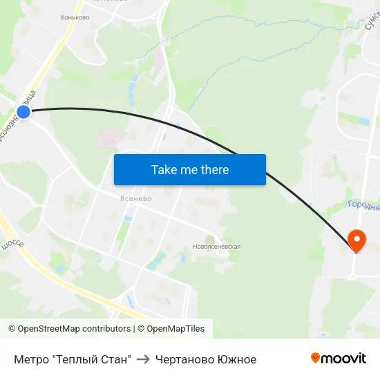 Метро "Теплый Стан" to Чертаново Южное map