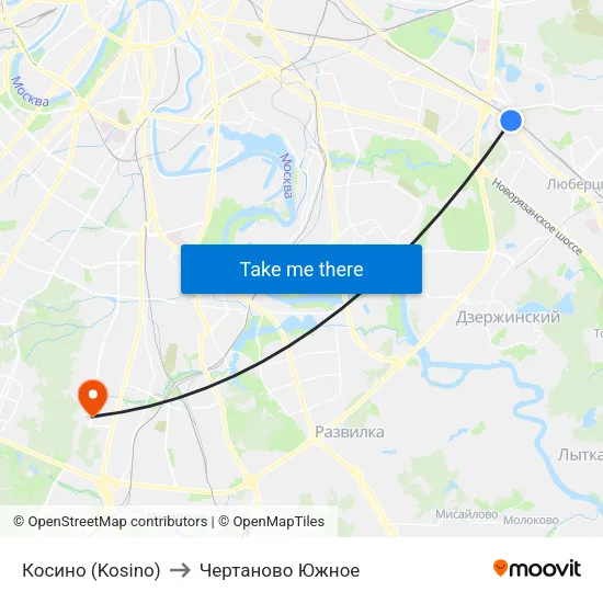 Косино (Kosino) to Чертаново Южное map