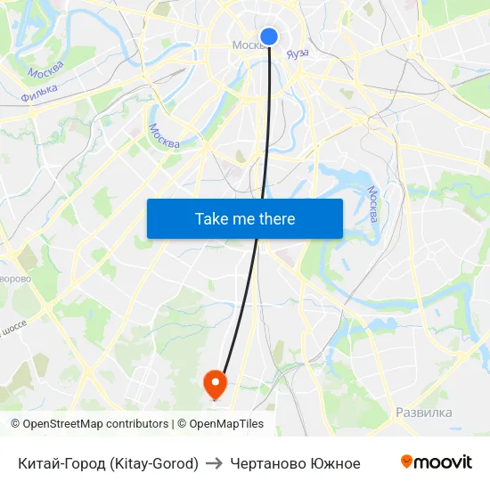 Китай-Город (Kitay-Gorod) to Чертаново Южное map