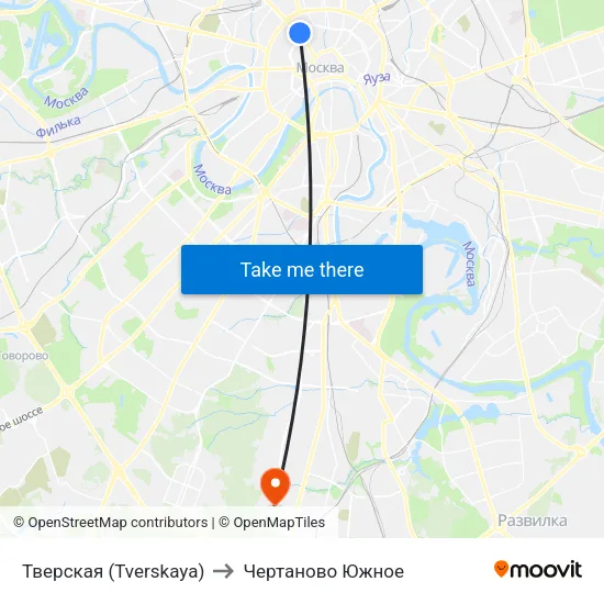 Тверская (Tverskaya) to Чертаново Южное map