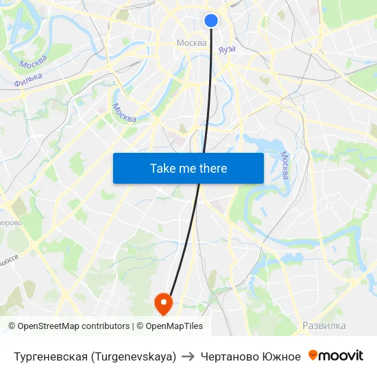 Тургеневская (Turgenevskaya) to Чертаново Южное map
