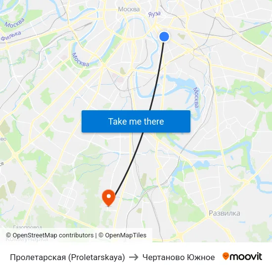 Пролетарская (Proletarskaya) to Чертаново Южное map