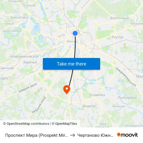 Проспект Мира (Prospekt Mira) to Чертаново Южное map
