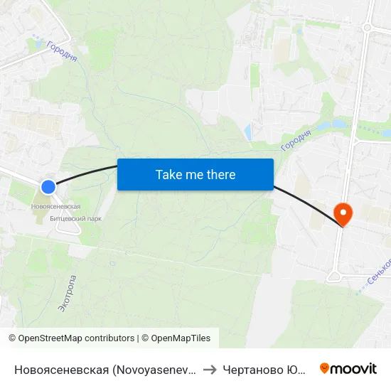 Новоясеневская (Novoyasenevskaya) to Чертаново Южное map