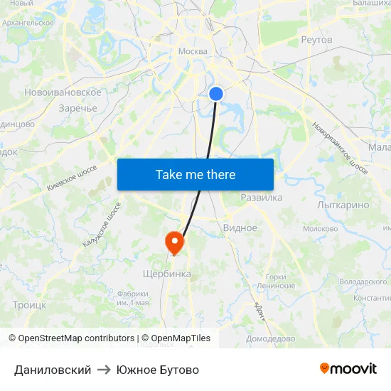Даниловский to Южное Бутово map