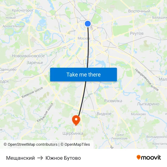 Мещанский to Южное Бутово map