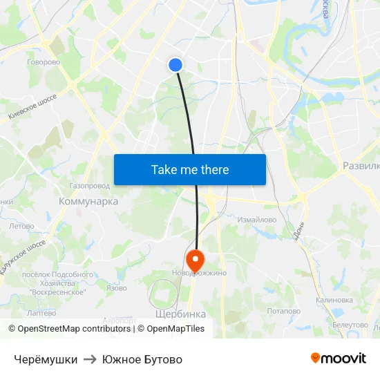 Черёмушки to Южное Бутово map