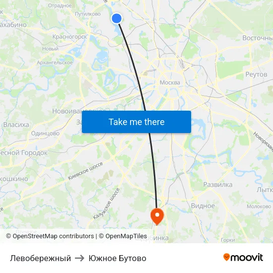 Левобережный to Южное Бутово map