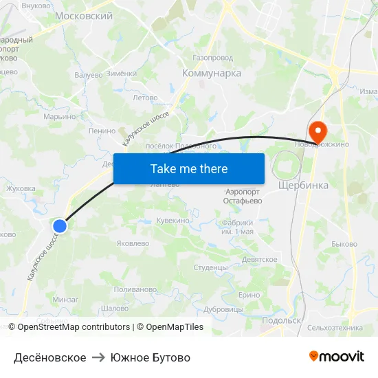 Десёновское to Южное Бутово map