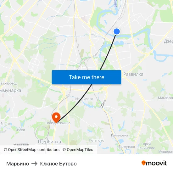 Марьино to Южное Бутово map