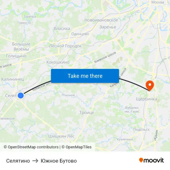 Селятино to Южное Бутово map