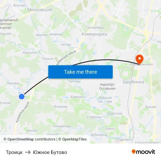 Троицк to Южное Бутово map