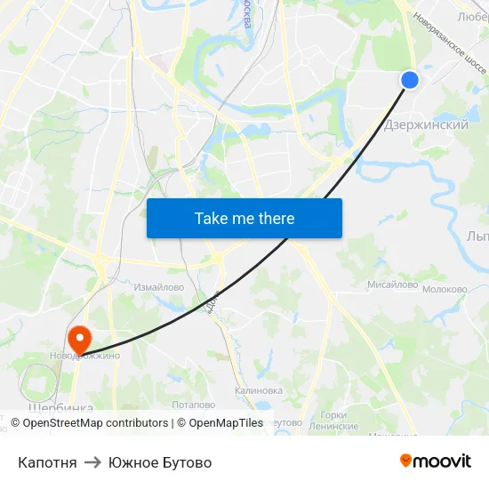 Капотня to Южное Бутово map